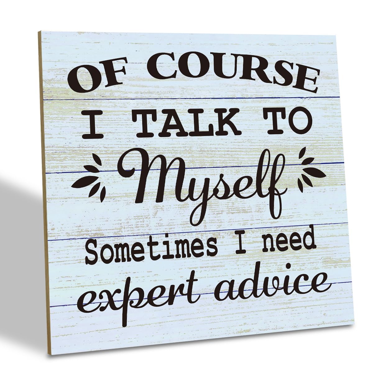 Viewkedt Rustic Humorous Wood Sign 5x5 inch Of Course I Talk to Myself Sometimes I Need Expert Advice