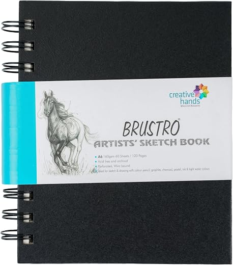 Brustro Artist's Small Wiro Bound Sketch Book | A6 Size, 120 Pages, 160 GSM | Ideal for Sketching, Shading, Drawing, Blend...