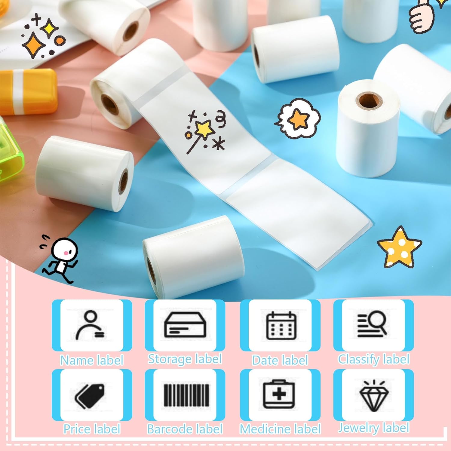 Ctosree 12 Rolls Printer Labels Adhesive Thermal Paper Waterproof Thermal Label Stickers Compatible with Phomemo M110 M221 M220 M120 M200 M110s Printer(White,1.97x 3.15 Inch) - Image 2