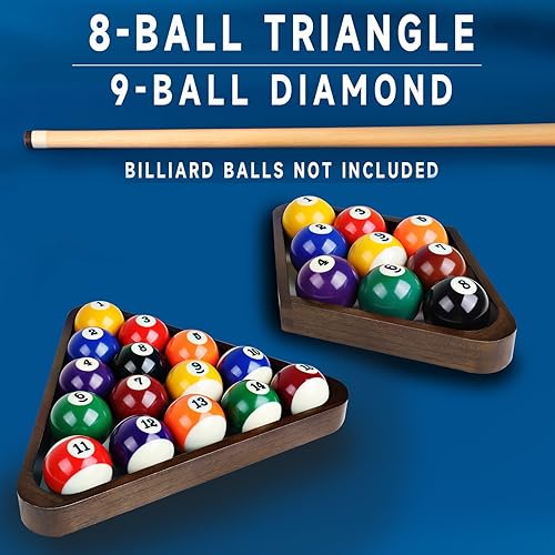 Vista 59 de GSE Games & Sports Expert Billar de madera maciza triángulo de 8 bolas/9 bolas de diamante para bolas de billar de 2-1/4 pulgadas, accesorios
