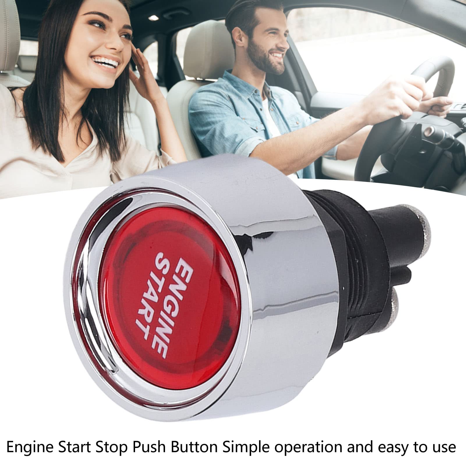 Couvercle Bouton Start/Stop Voiture - Alliage Zinc - Protection Anti-Rayures - Design Carbon - 5x4 Cm - 7