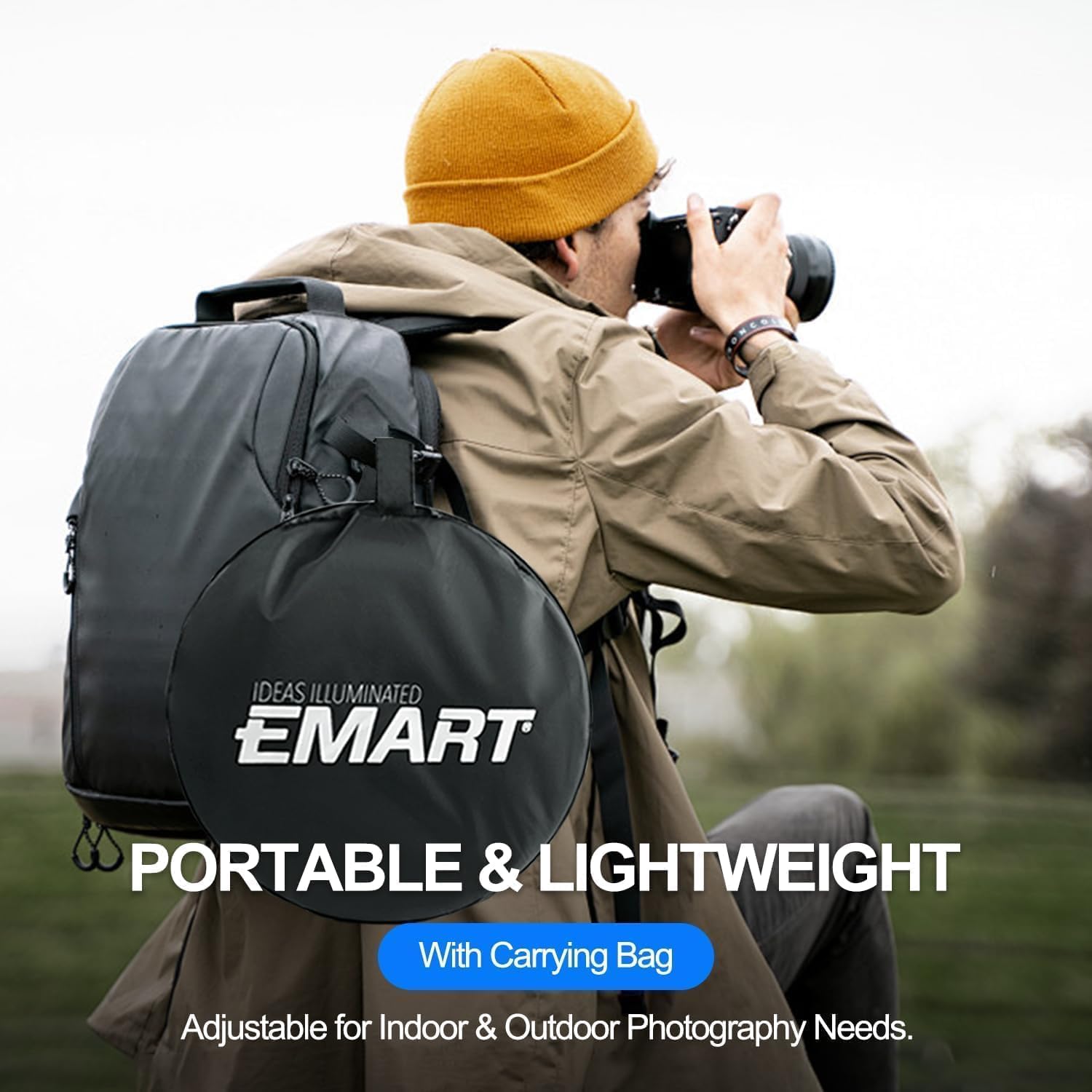 EMART Riflettore Fotografico 5 in 1, 60x90cm Ellittica Riflettore Pieghevole con Borsa per il Trasporto,Adatto per Uso in Studio, Diffusore, Illuminazione Esterna, Selfie, Fotografia di Matrimonio