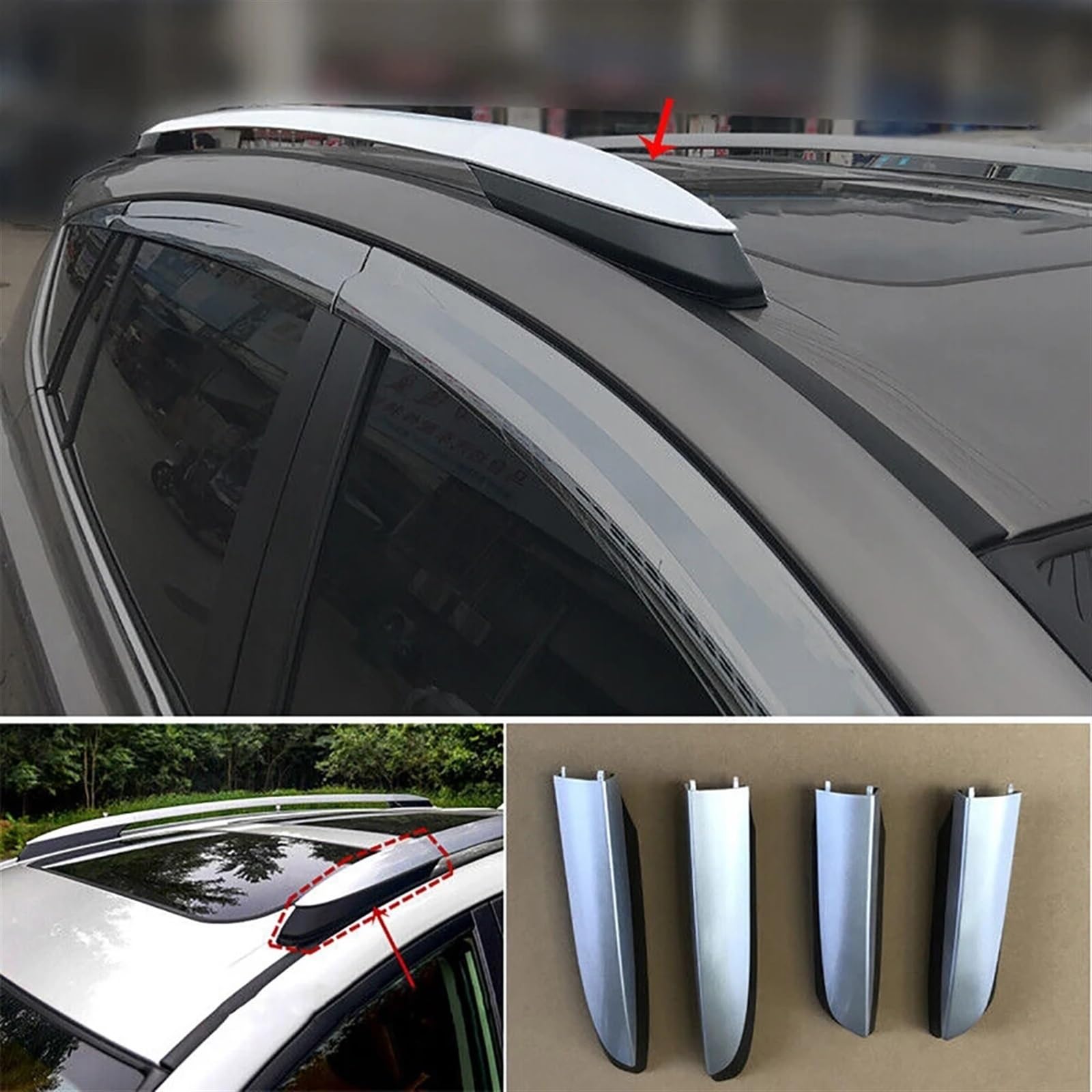 4 szt. Bagażnik dachowy końcówka relingu, dla TOYOTA, dla RAV4