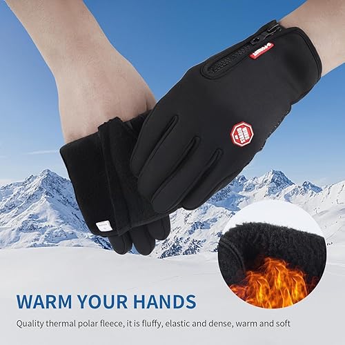 Miniatura 7 de Guantes de invierno, guantes antideslizantes para pantalla táctil, guantes de ciclismo resistentes al viento, guantes térmicos para clima frío,