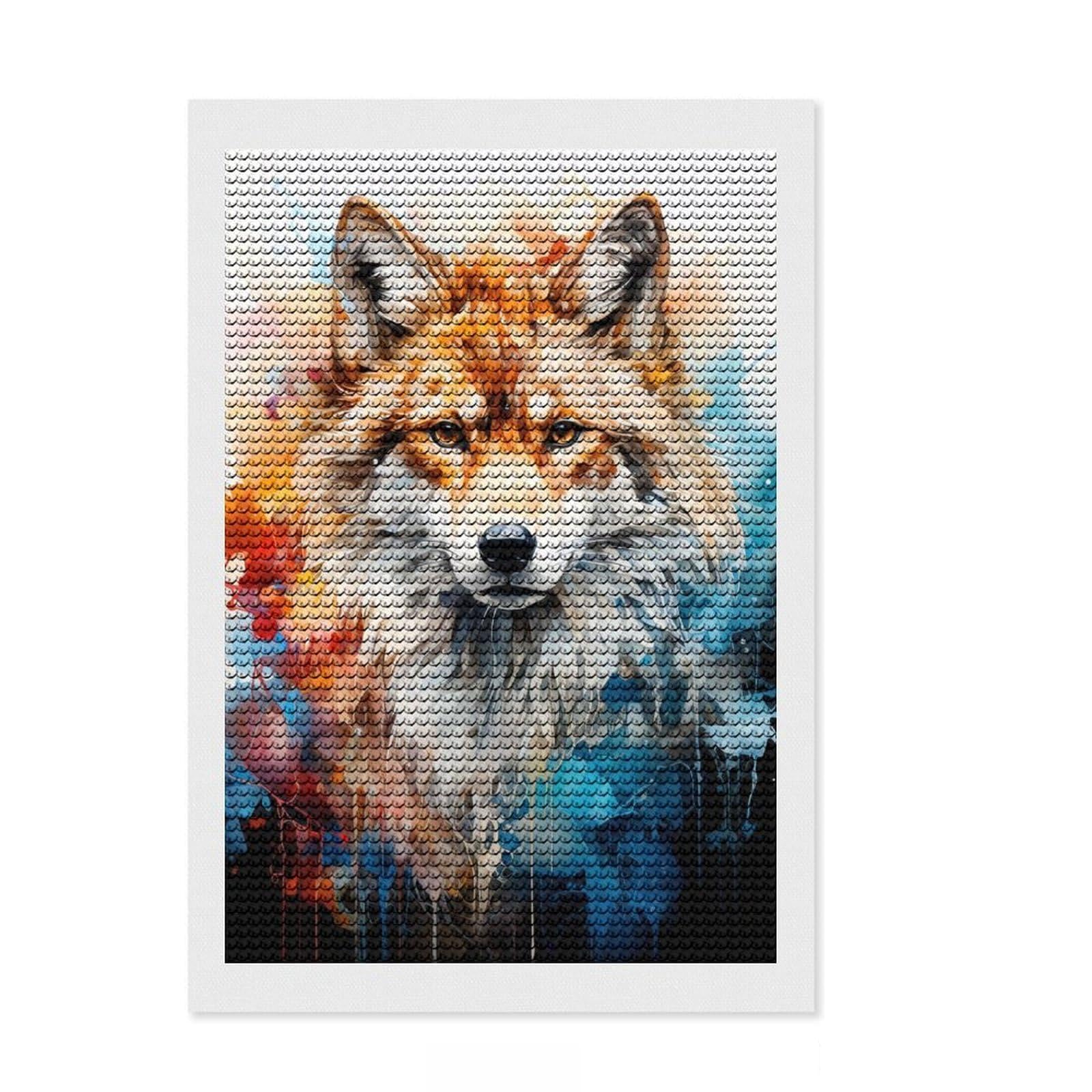 Junmoney Wolf Diamond Painting Canvas Set 8"x12", with Tool Kit, Complete Accessories, Modern Decor, Birthday Gift