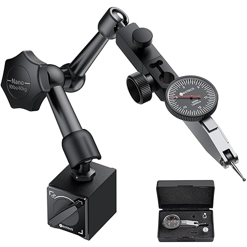 Neoteck Indicador de prueba de dial con soporte de base magnética y estuche de almacenamiento, juego de indicadores de prueba de 0-0.03"/0.0005" con