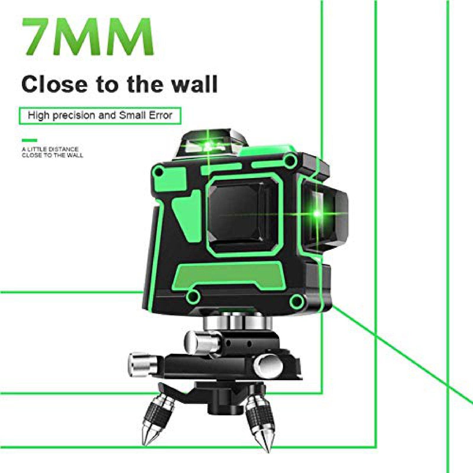 Poziom Lasera 12 Linii Samopoziomujący 3D Krzyż I Linia 360 Pionowa Super Mocna Zielona Wiązka Lasera Ze Statywem,GQYYS