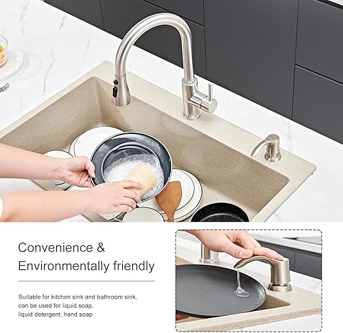 Miniatura 6 de GAGALIFE Dispensador de jabón para fregadero de cocina, dispensador de jabón para fregadero con kit de tubo de extensión de silicona de 40 pulgadas