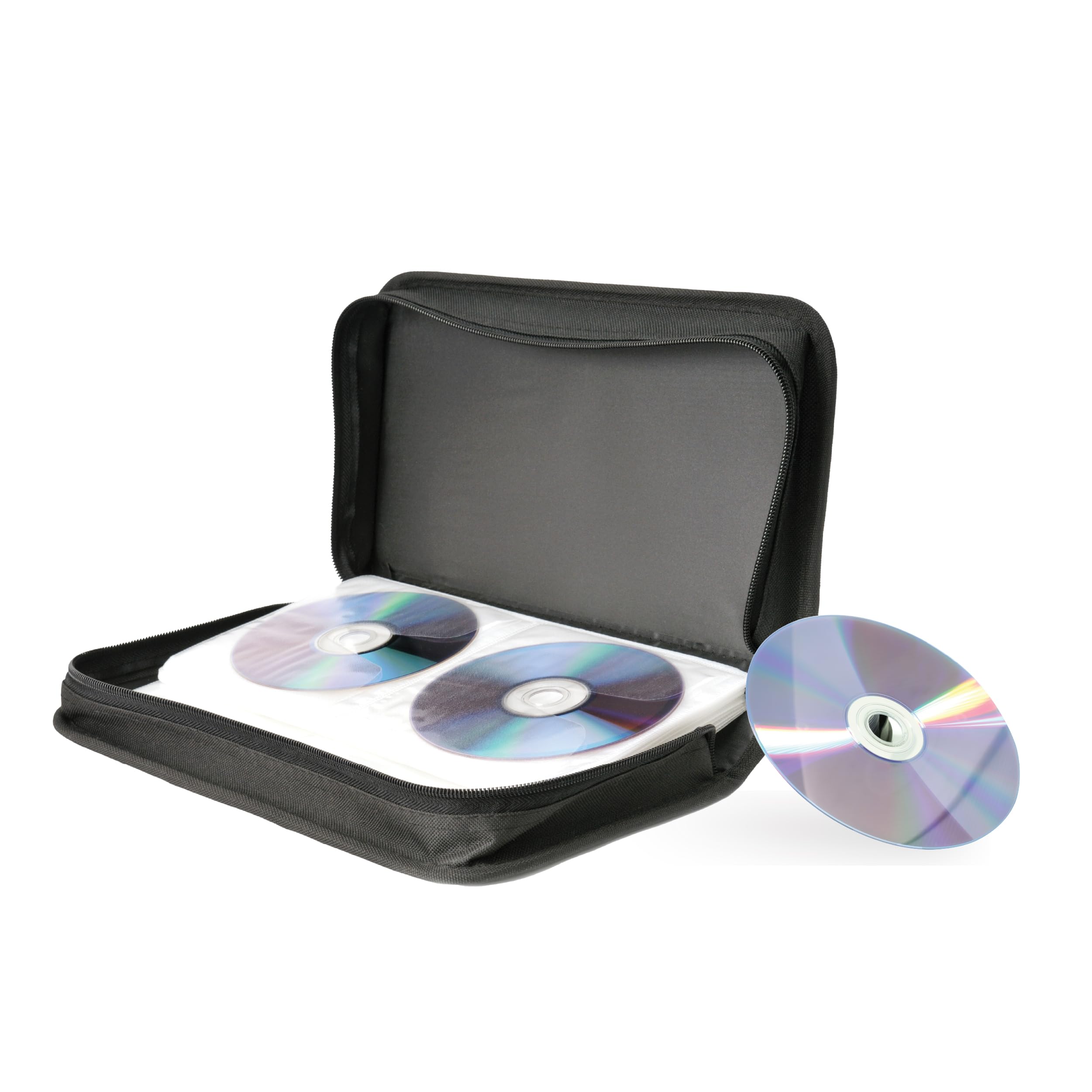 groov e 120-Disc Portable CD Wallet - CD Holder Case with Protective Sleeves, Scratch & Dust Protection - Black