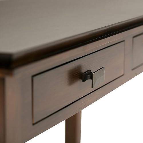 Miniatura 9 de SIMPLIHOME Mesa consola Artisan  Mesa de sofá de madera maciza de 46 pulgadas de ancho en marrón rojizo, mesa de almacenamiento de transición para