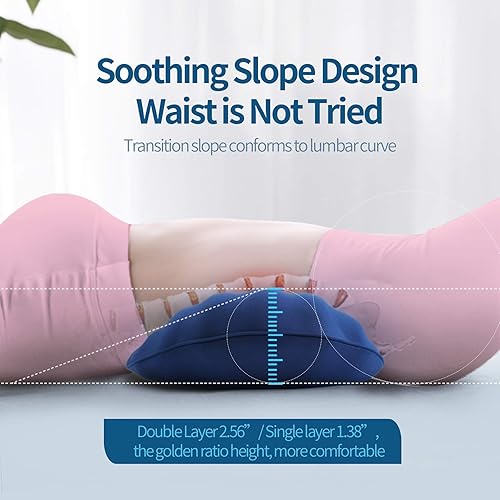 Vista 11 de RESTCLOUD Almohada de apoyo lumbar ajustable para dormir, almohada de apoyo de espalda de espuma viscoelástica para aliviar el dolor de espalda baja