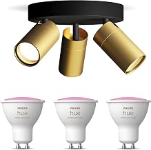 Philips Hue Idris Spot en saillie pour salle de bain (Noir/Or) - Lumière blanche et colorée - Spot en saillie avec 3 points lumineux - GU10 - Hue White and Color Ambiance