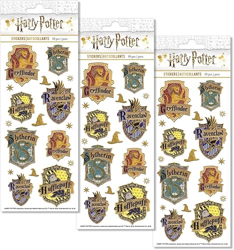 Miniatura 3 de Paper House Productions Harry Potter Hogwarts House Crests - Hojas de calcomanías con efecto esmaltado brillante, paquete de 3