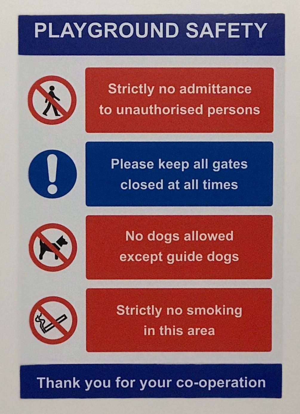 Kpcm Display Ltd Playground Safety Multi Safety Sign - 1.2Mm Rigid Plastic 300Mm X 200Mm