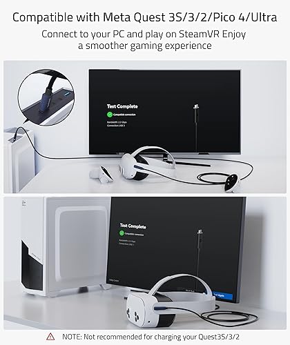 Miniatura 9 de Syntech Cable Link de 26 pies con amplificador de señal compatible con accesorios MetaOculus Quest 3, Quest2ProPico4 y PCSteamVR, transferencia de