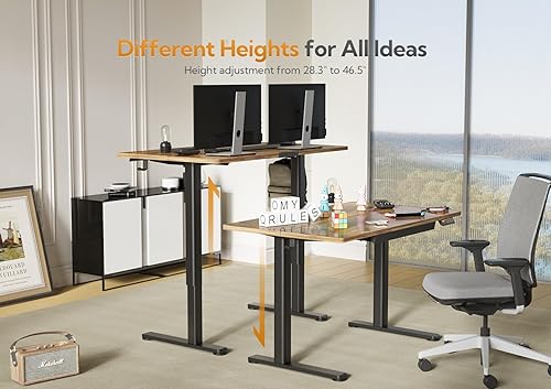 Vista 17 de Claiks Escritorio de pie con cajones, 55 x 24 pulgadas, escritorio eléctrico de altura ajustable para estación de trabajo de computadora