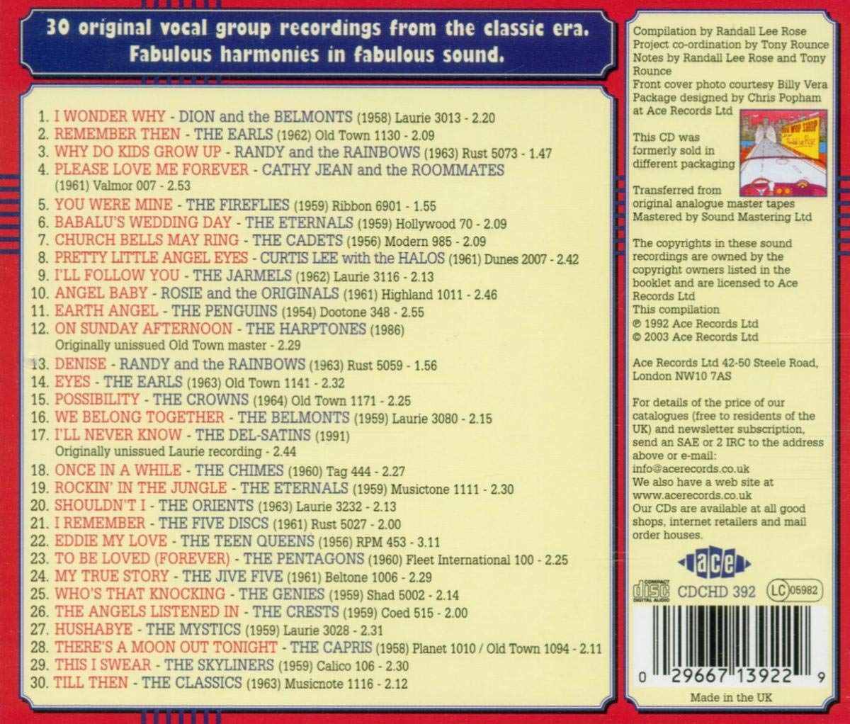 Doo Wop Shop: 30 Vocal Group Classics from the Golden Age