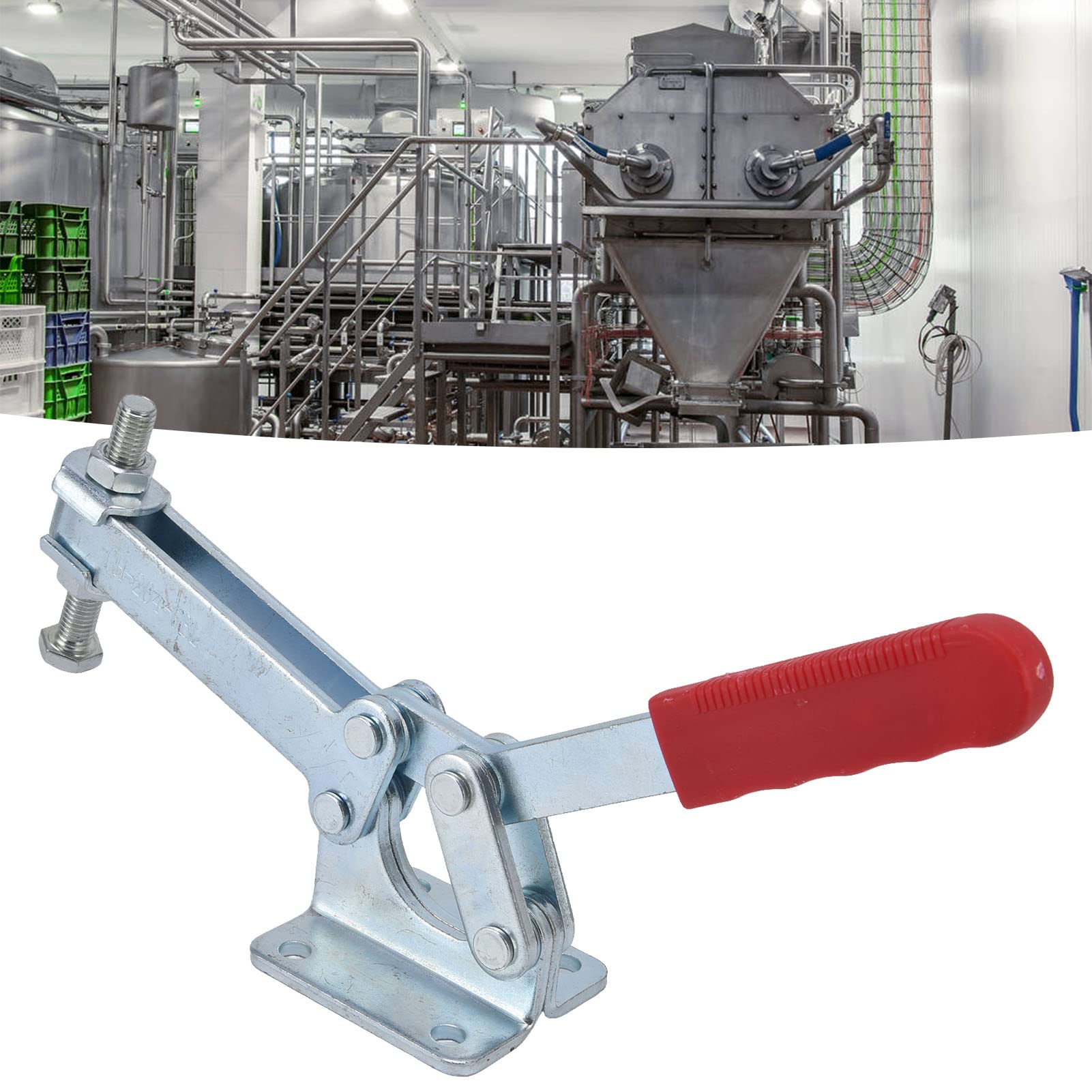 Toggle Clamp Woodworking, Heavy Duty Horizontal Quick Release Fixture Clamp with 630kg Holding Force, Made of Iron and Plastic Hand Tool Clip for Woodworking Jigs and Fixtures