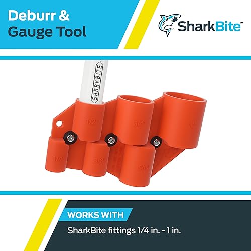 Miniatura 5 de SharkBite Herramienta de desbarbado de tuberías y calibre de profundidad de 14 pulgadas a 1 pulgada cobre PEX CPVC PE-RT HDPE U702A