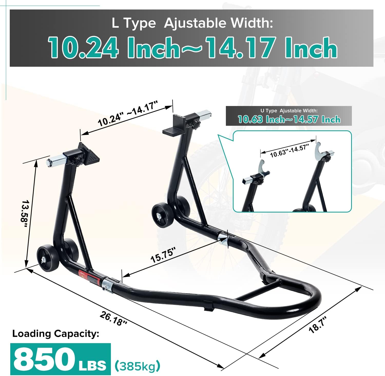 Donext Motorcycle Stand 850LB Sport Bike Rear Wheel Lift Swingarm Paddock Stands Black, U+L