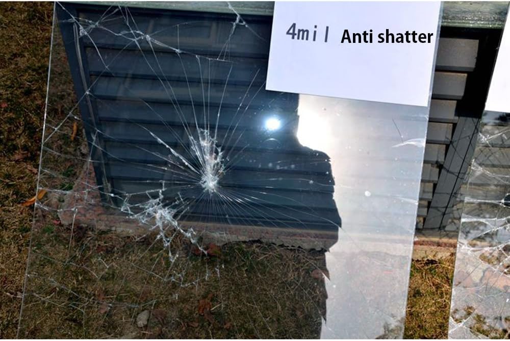 HOHOFILM 4 Mil Clear Vinyl Shatterproof Safety Window Film Adhesive Glass Protection Film Window Security 35.4Inch x 16.4Feet Roll