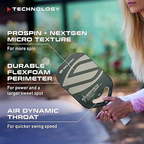 Miniatura 5 de Selkirk Amped Pro 2025 - Paleta de pickleball Amped Control con núcleo de polipropileno X5+ de 58 de pulgada, paletas de pickleball de fibra de