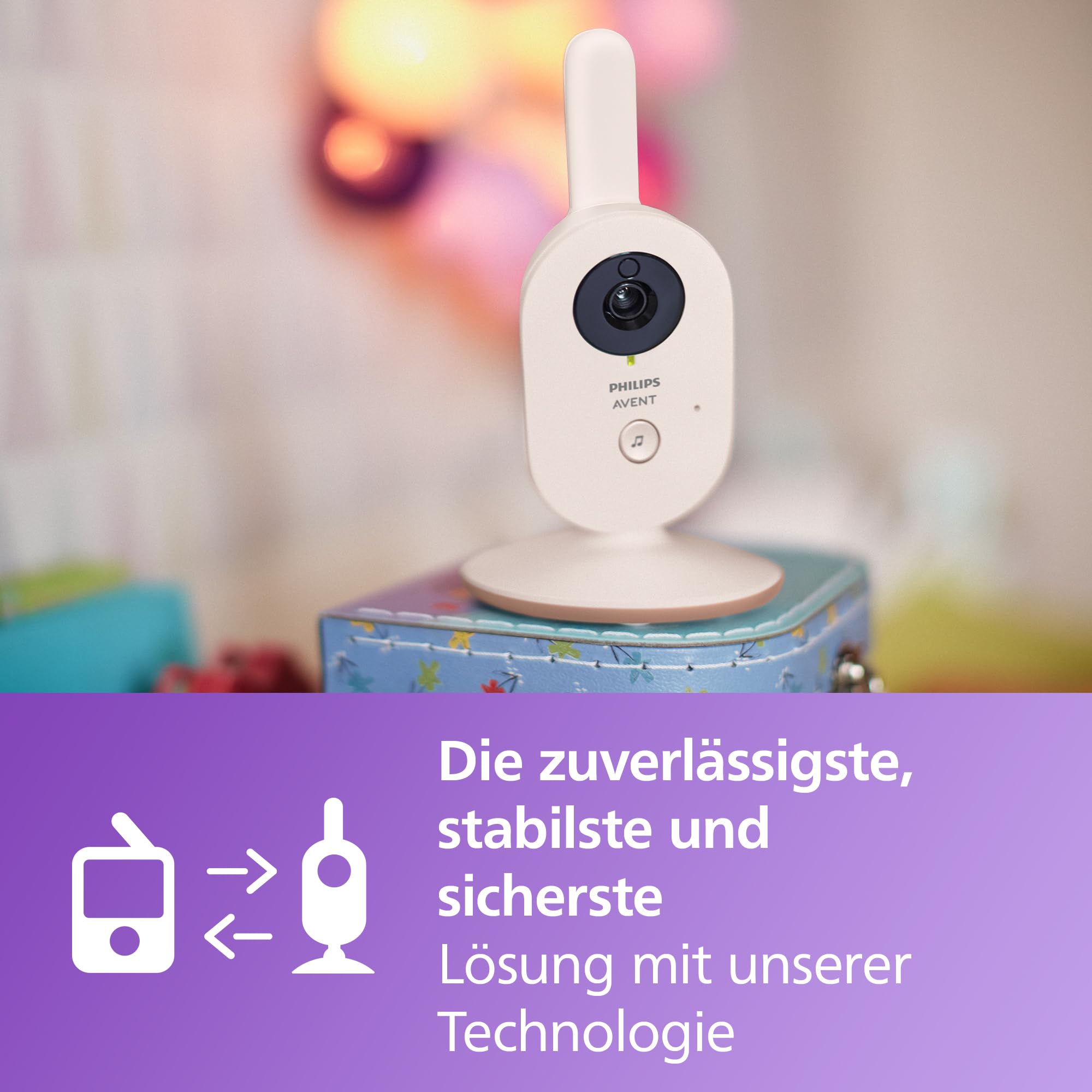 Besuche den AVENT- Philips AVENT Philips Babyphone mit Kamera Advanced - DEKRA Zertifiziert privat und sicher - 2.8" Display, x2 Zoom, Infrarot-Nachtsicht, Schlafliedern (Model SCD881/26) in use