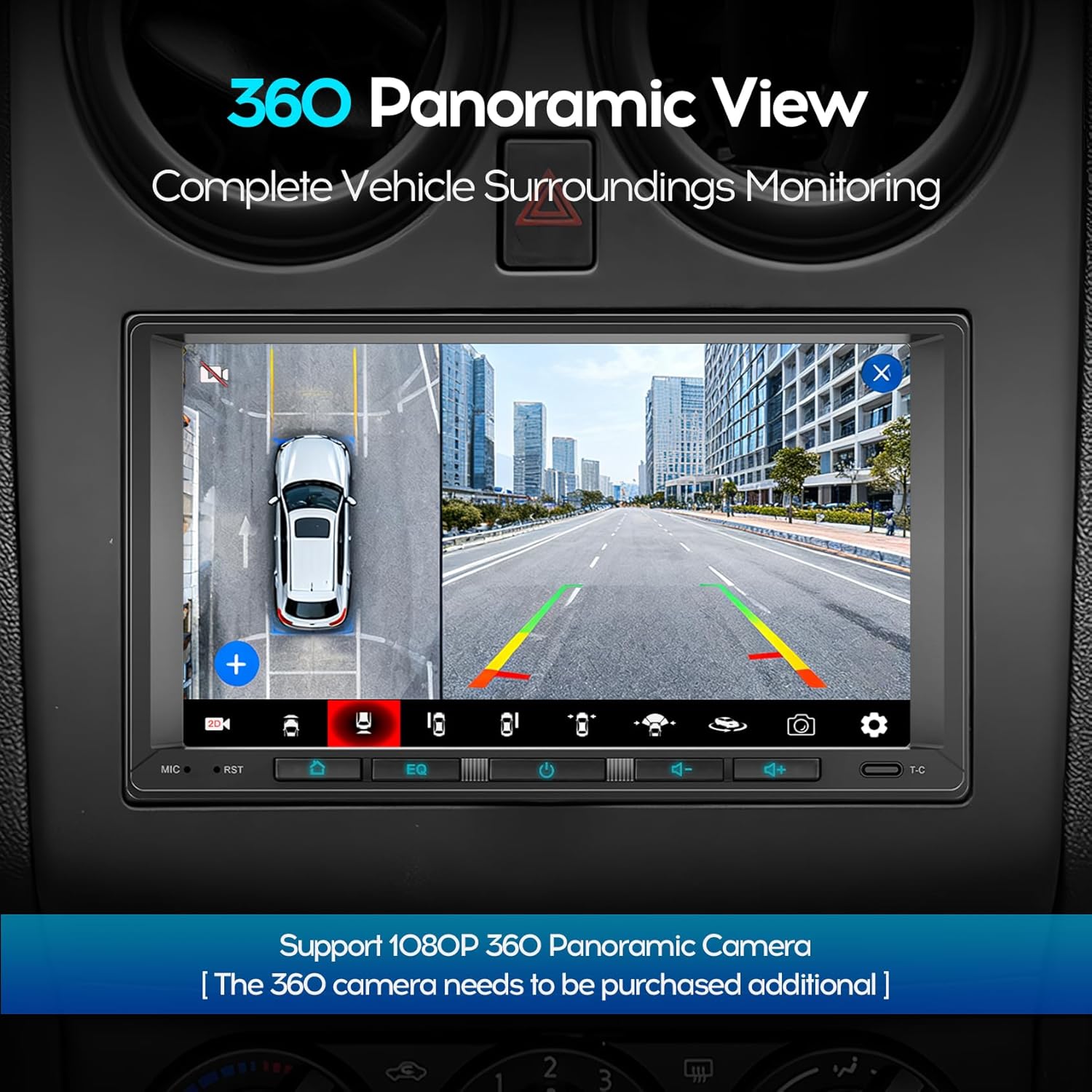 7inch Android Double DIN Car Stereo, Wireless CarPlay & Android Auto, 8 Cores,Chat GPT, 360 Camera Function,Wi-Fi/Bluetooth/USB,Car Radio 4G+32G, 32B-DSP, AHD Rear Camera,FM/AM/GPS/SWC