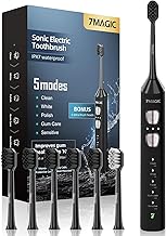 Electric Toothbrush, Sonic Toothbrush, Electric Toothbrush – 3 Intensities 5 Modes, 40000VPM, IPX7, Ultrasonic Electric Toothbrush 180 Day Battery Life, Black