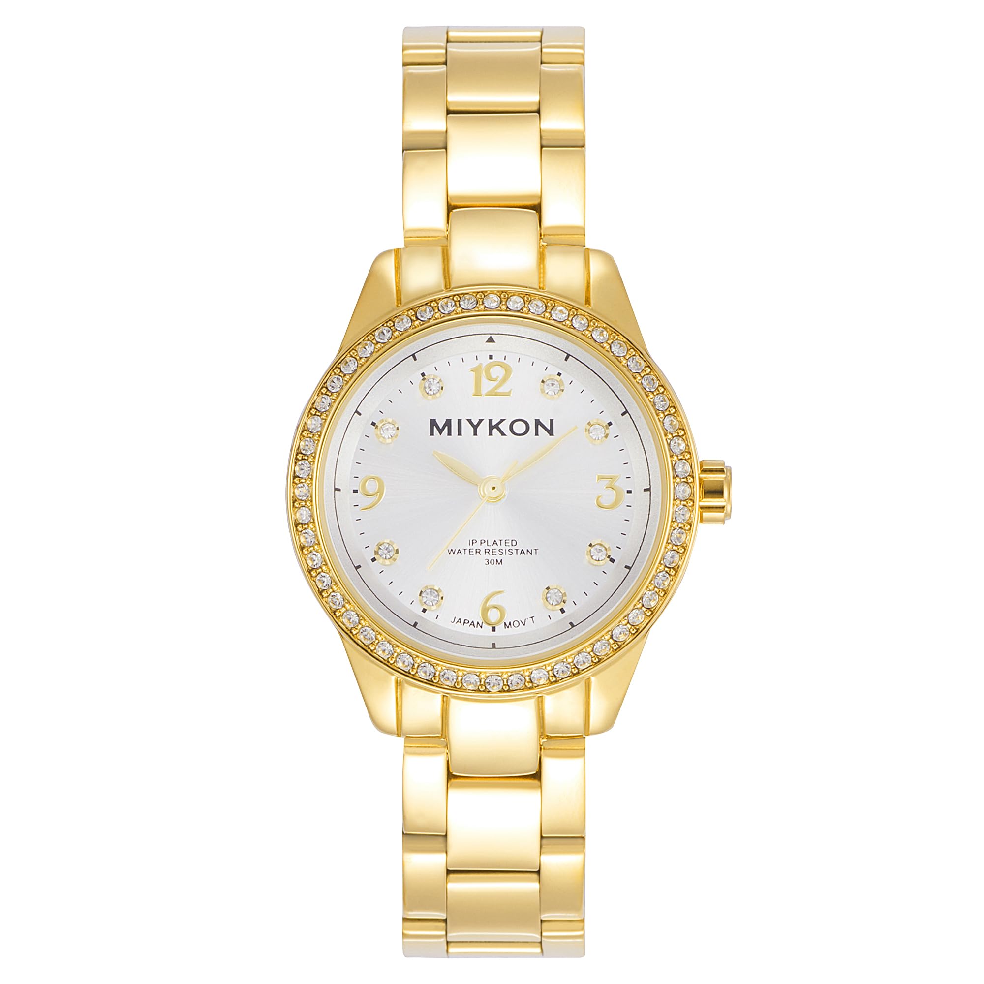 Miykon Orologio da donna in argento e oro, piccolo e delicato orologio da donna con veri cristalli, bracciale in acciaio inox IP da donna, vetro antigraffio, quarzo giapponese, resistente all'acqua