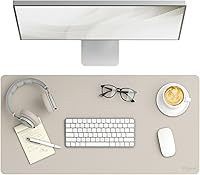 Vista 1 de Smead Desk Pad, Vegan Leather Desk Mat with Non-Slip Faux Suede Backing, Perfect Desk Organizer for Office Decor, 31.5” x 15.7” Medium, Sandstone