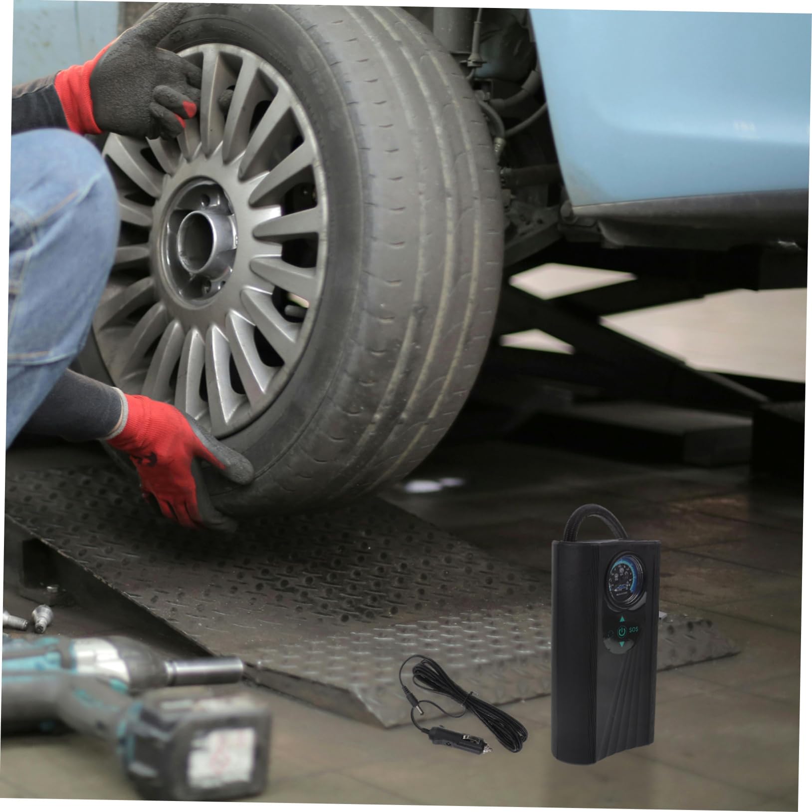 Cabilock Gonfiatore Pneumatici Elettrico Portatile ABS per Auto e Bici