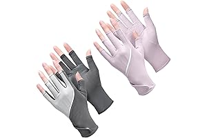 Loopeer Women's UV Sun Protection Fingerless Half Finger Touchscreen Non-Slip Summer Gloves (2 Pairs)