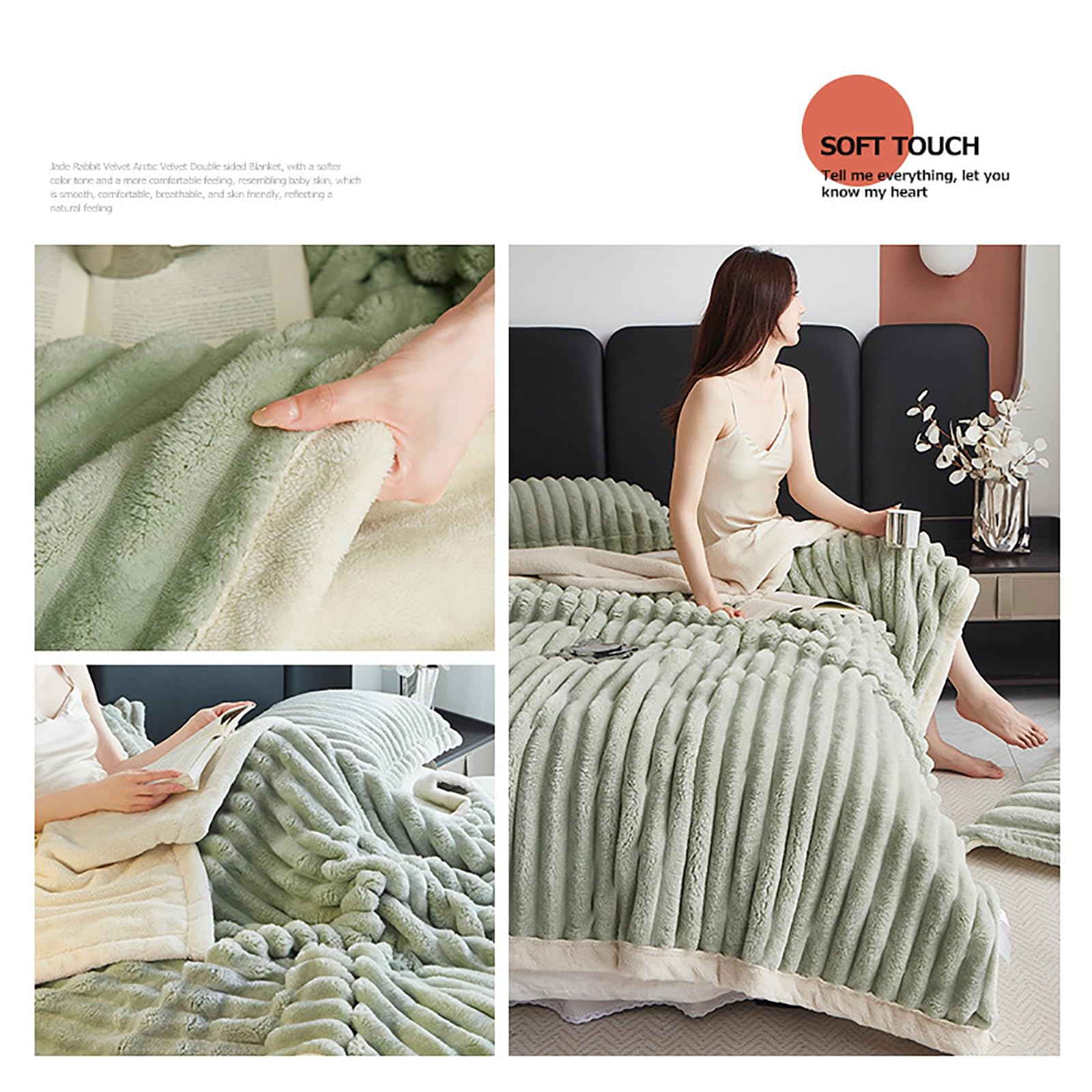 Ultra Morbido Plaid in Pile, Versatile Coperta Spessa Caldo Pile Coperta Pelosa per Il Viaggio Sul Letto e Sul Divano-verde-150×200 cm (59×79 pollici