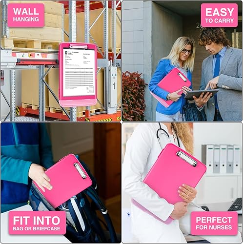 Vista 74 de Sooez Portapapeles con almacenamiento, tableros de clip de alta capacidad de 8.5 x 11 pulgadas con almacenamiento, carpeta de portapapeles de Rosa