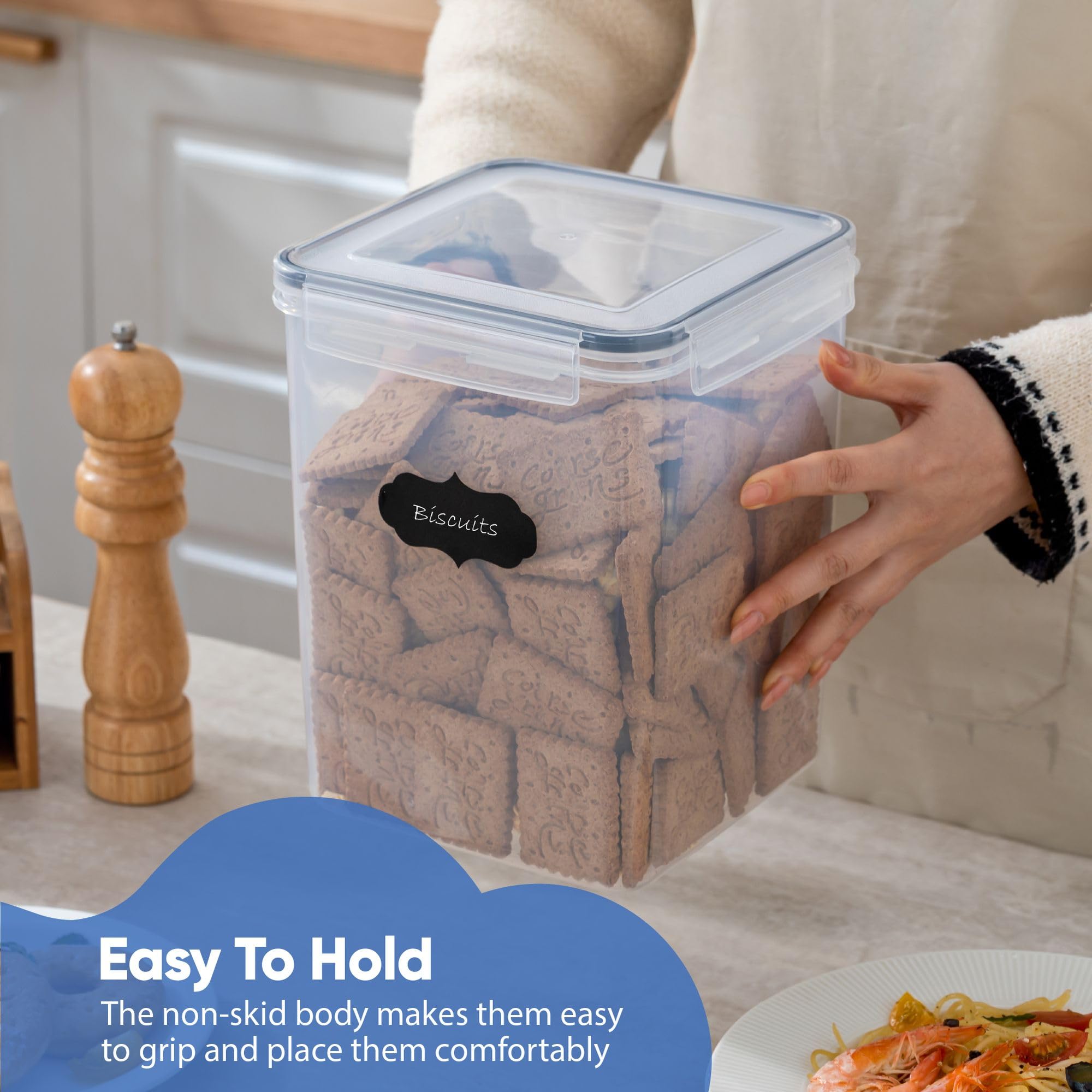 Chef's Path Large Airtight Food Storage Containers - Pack of 6 (3pcs of 6.5L + 3pcs of 5.2L) BPA Free Plastic Cereal Storage Containers, Kitchen & Pantry Organization for Sugar, Flour, Baking Supplies