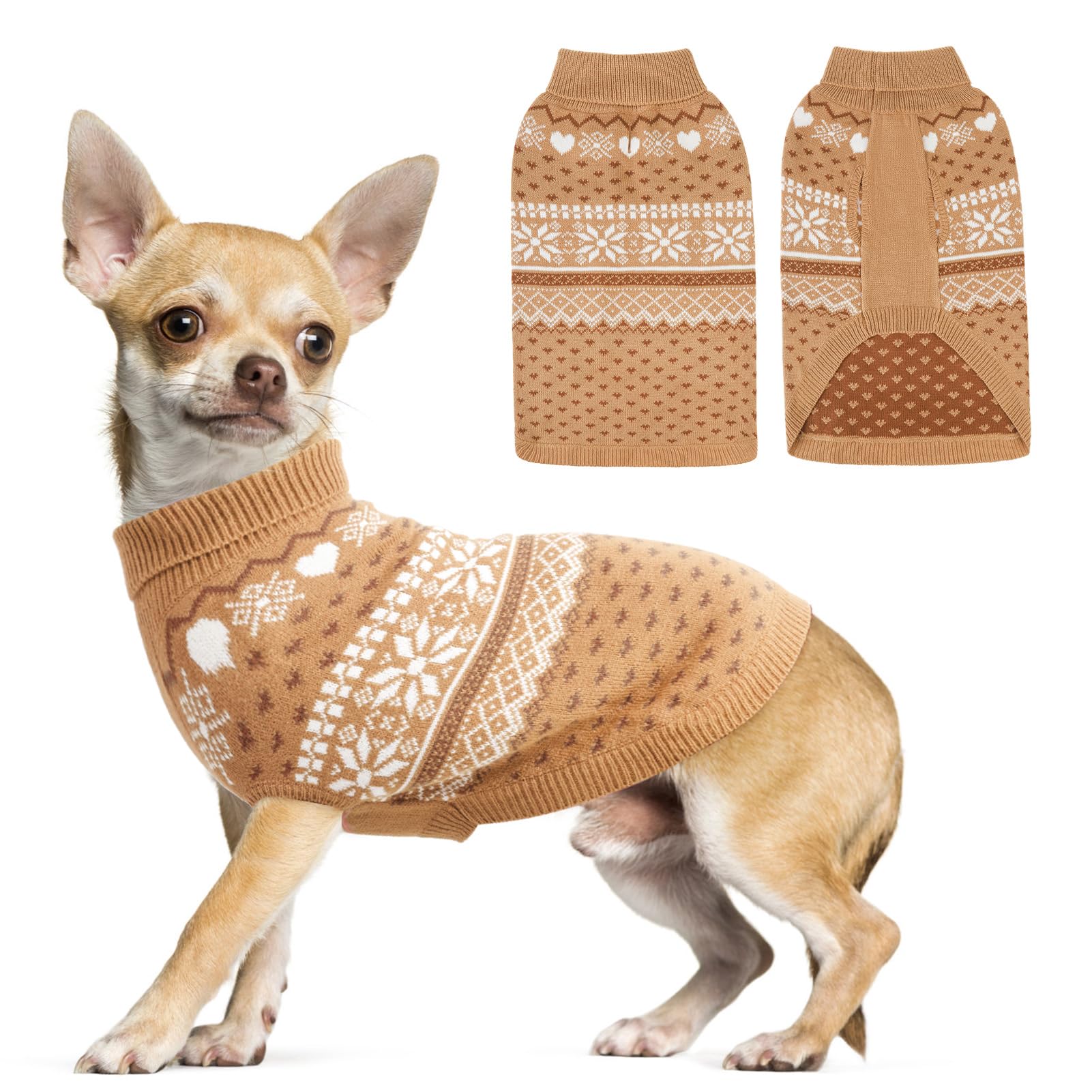Chandail pour chien de petite taille kaki XS tricot premium