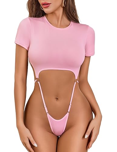 Avidlove Women's Sexy Cut Out Bodysuit - Pink