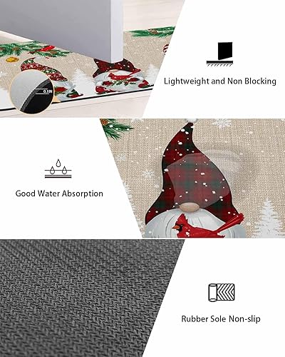Miniatura 3 de Tapete de baño de Navidad para bañera, antideslizante, de secado rápido y absorbente, tierra de diatomeas, fregadero de cocina, lavable, gnomos de