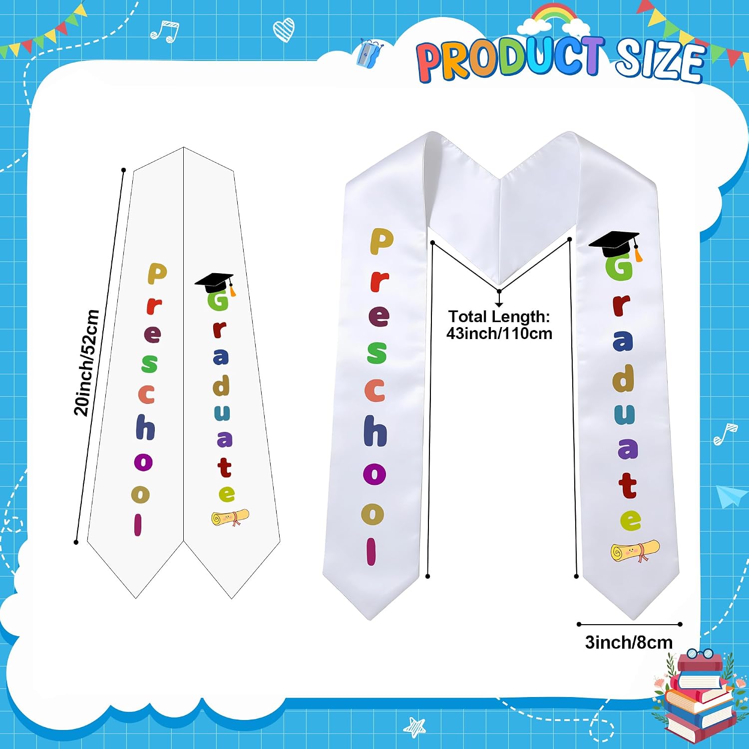 Kindergarten Preschool Graduation Stole,Unisex Kindergarten Preschool Graduation Sash Class of 2026 Graduation Gift
