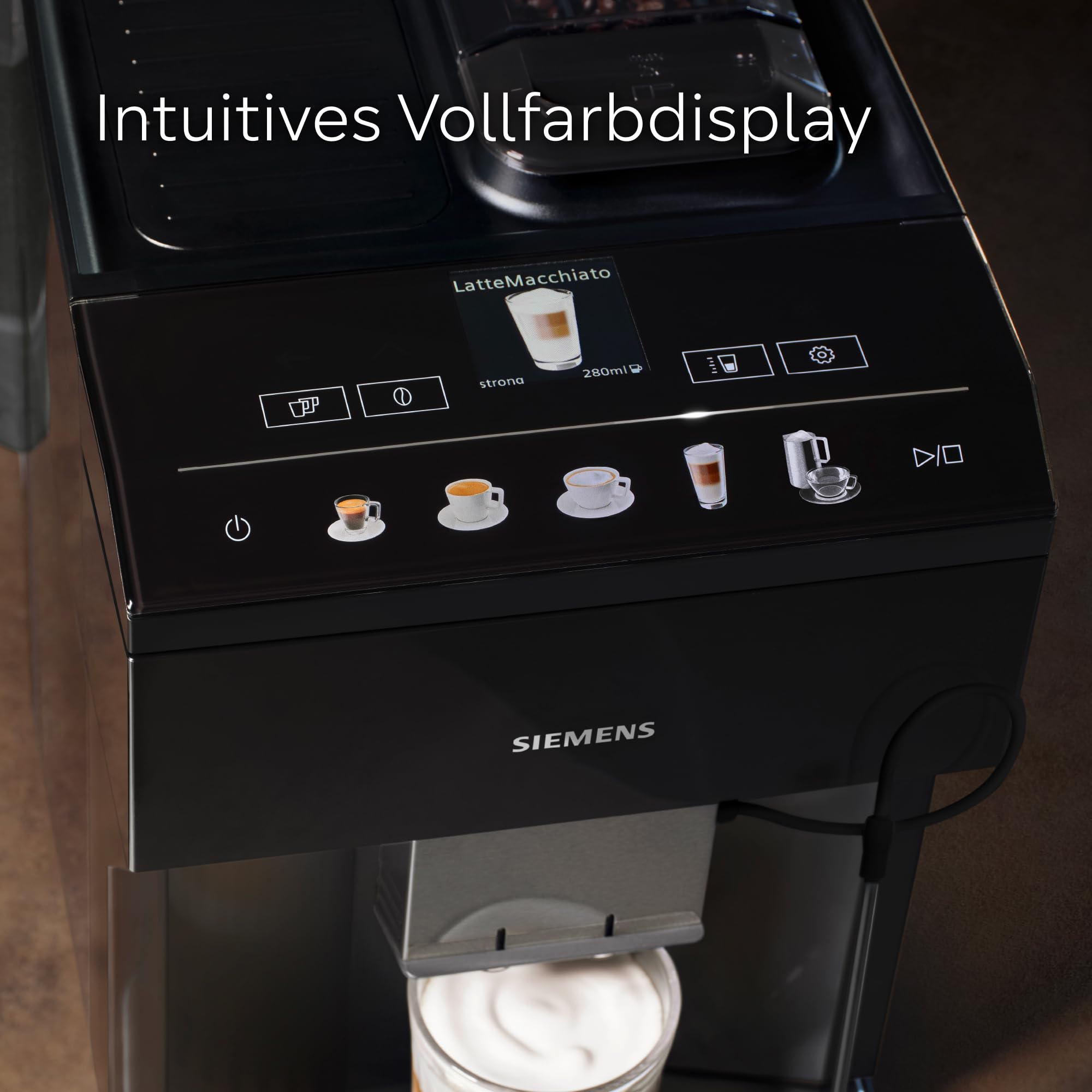 Siemens EQ500 classic Kaffeevollautomat TFT-Display 5 Kaffee- Milchgetränke Doppeltassenfunktion Schwarz TP511E19