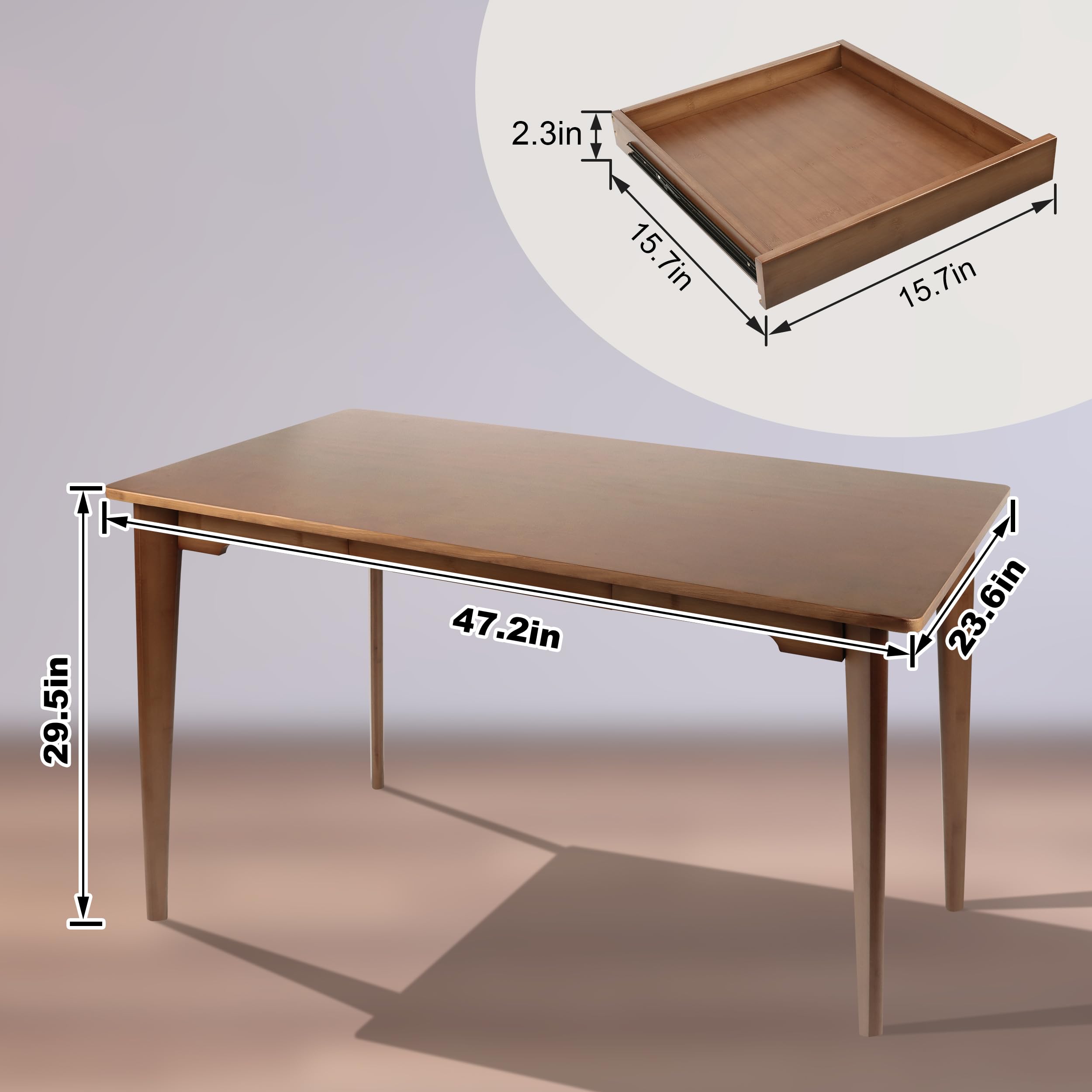 Maydear 47" Bamboo Writing Desk Multipurpose Table, Modern - View #8