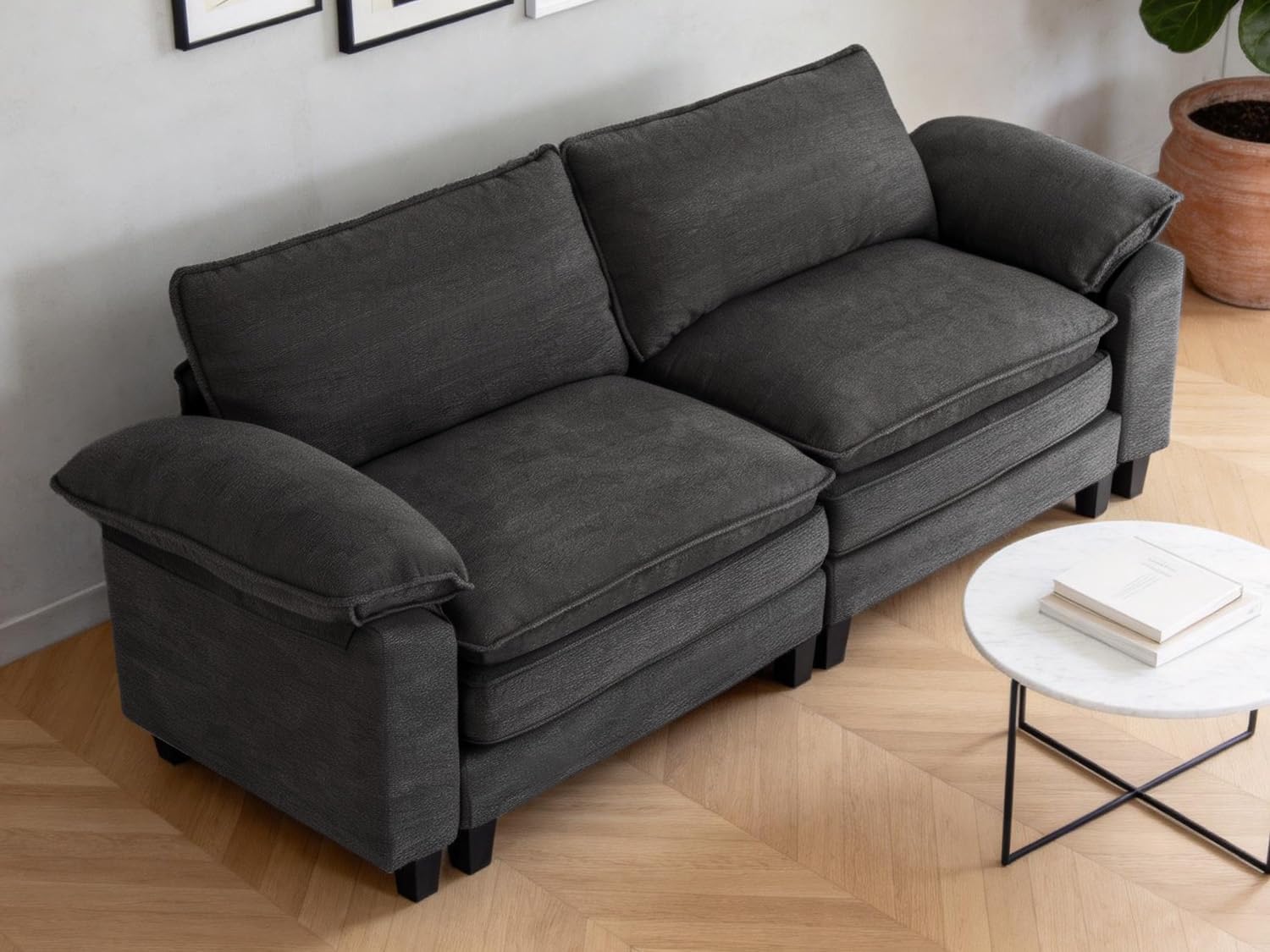 79.6" Modular Sectional Sofa, Chenille Cloud Couch for Living Room, Fully Washable Covers, Double-Layer Deep Seat Cushions, 5'' Legs for Robot Vacuum, Modern Sofa Set