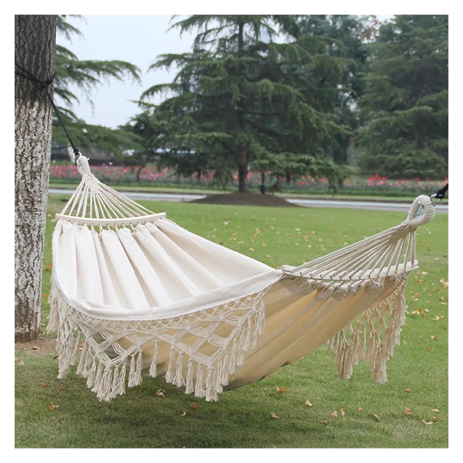 Hamaca, Silla Colgante Tipo Red con Macramé Y Flecos, para 2 para Acampar/Patio Trasero