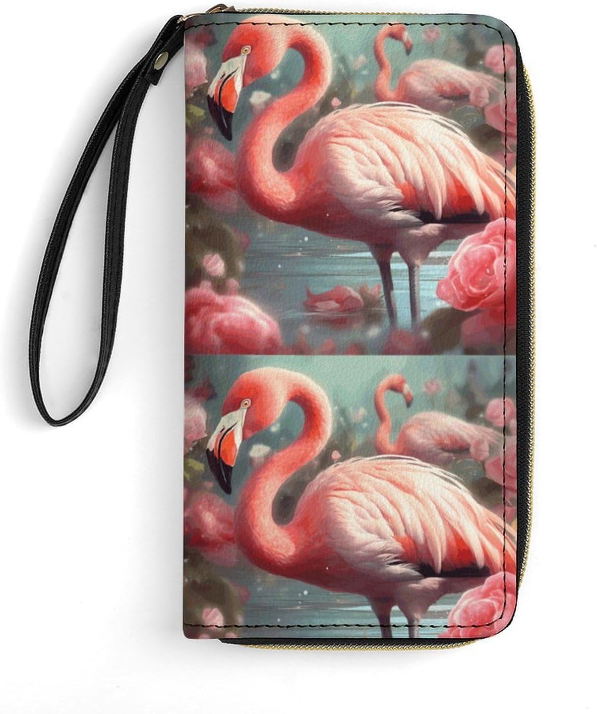 Flamingos Wristlet Clutch Wallet with 4 Card Slots