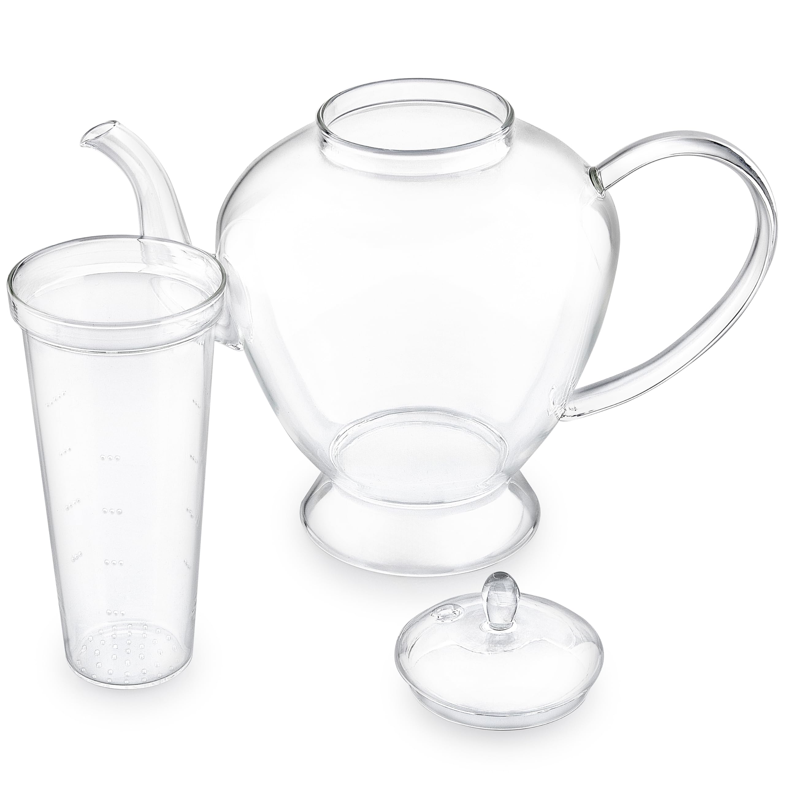 Teabloom Grand Bouquet Glas-Teekanne mit Microdot Glas-Teesieb – Elegante 1,4 l Borosilikat-Teekanne für losen Tee und blühende Blumen