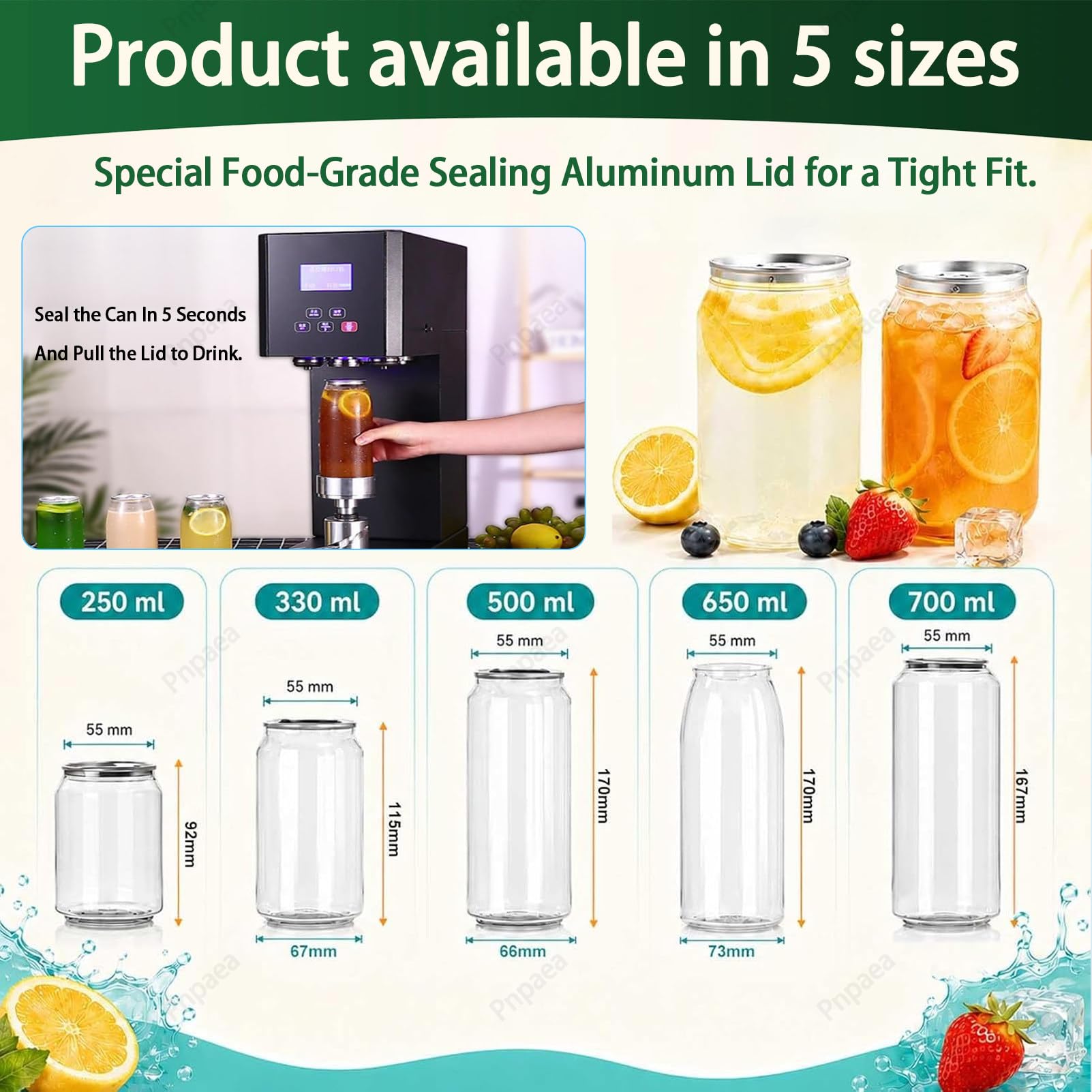 Saftflaschen,200er-Wiederverwendbare GeträNkebehäLter, Transparente Saftflaschen, 250 Ml-700ml Saft,FüR Saft, Milch, Tee, Kaffee Und Limonade, 500ml