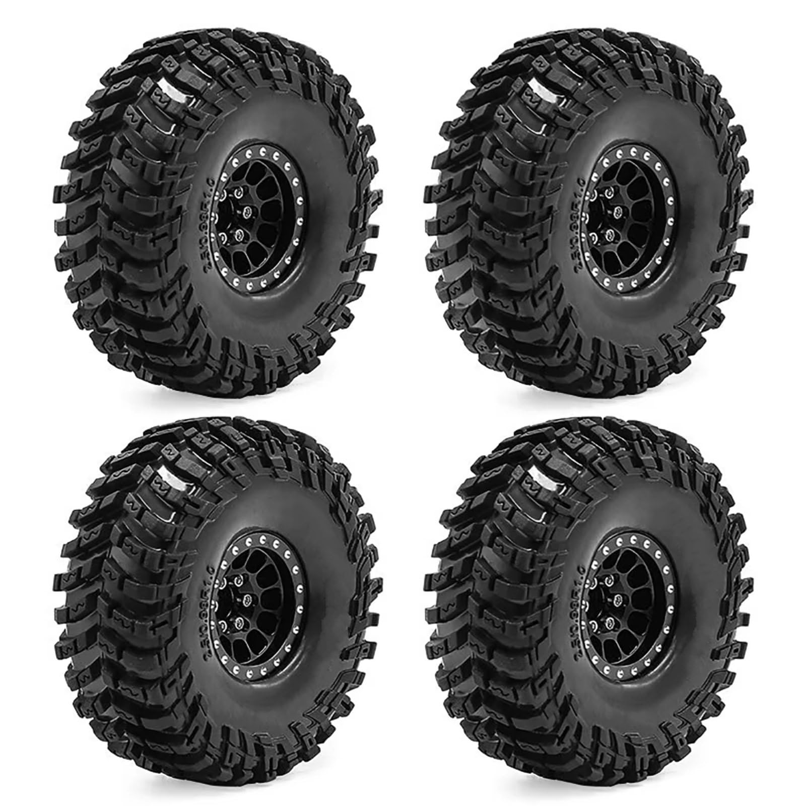 Neumático RC para Axial para SCX24 para TRX4M para FCX24 1/24 1/18 Aleación Aluminio 1,0 "Beadlock Rueda Neumáticos Conjunto Piezas Mejora Neumático Goma RC Crawler(Black)