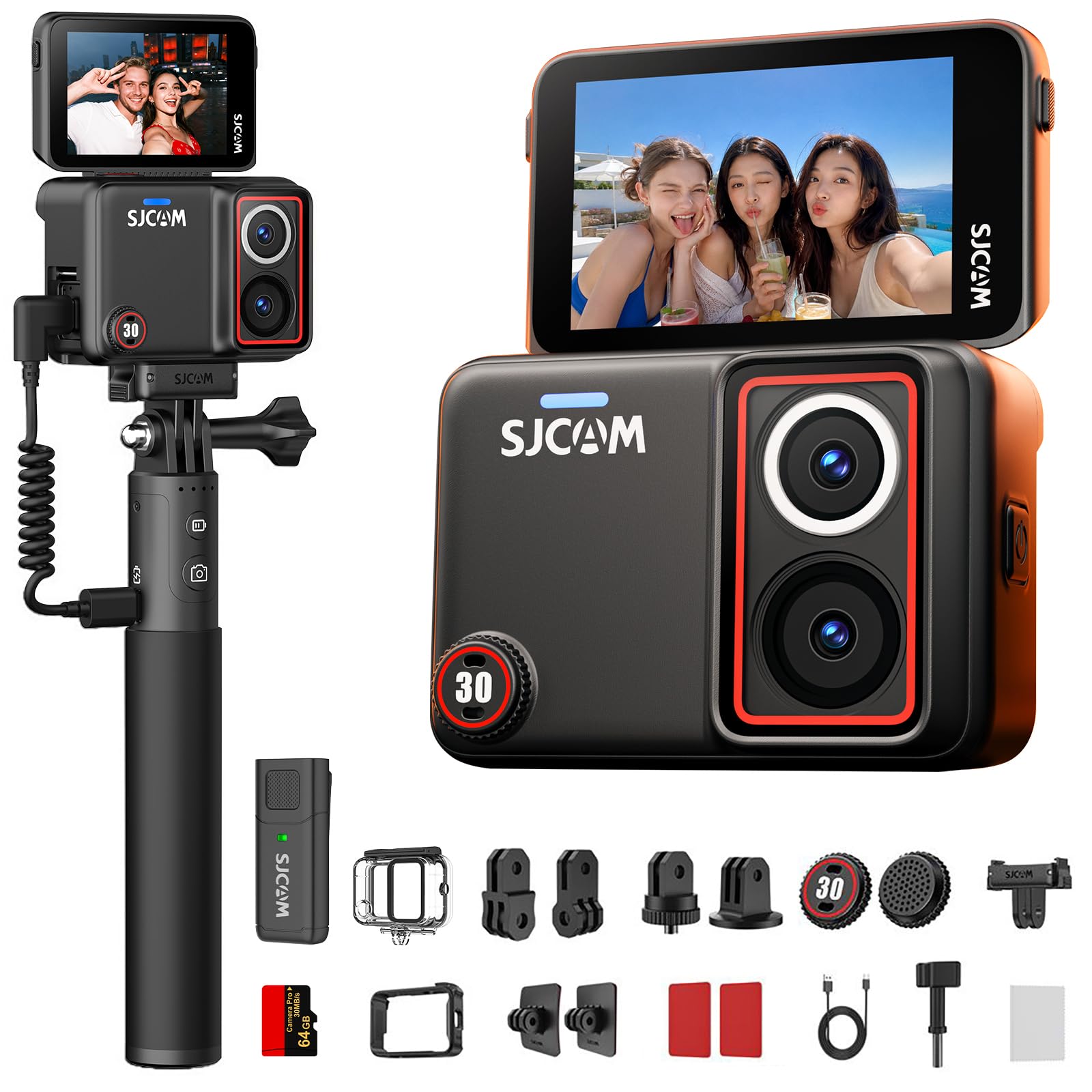 SJCAM SJ30 6K/5K Caméra Sport(64Go) avec Micro sans Fil,Action Cam Étanche