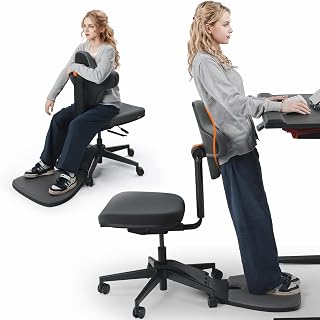 Newtral Stehpult-Stuhl, Standing Mate-Sitz für Sitz-Steh-Wechsel, ergonomischer Anlehn-Hocker mit Anti-Ermüdungsmatte, Stehpult-Hocker, Pferdesattel-Stuhl, höhenverstellbarer Homeoffice-Haltungssitz
